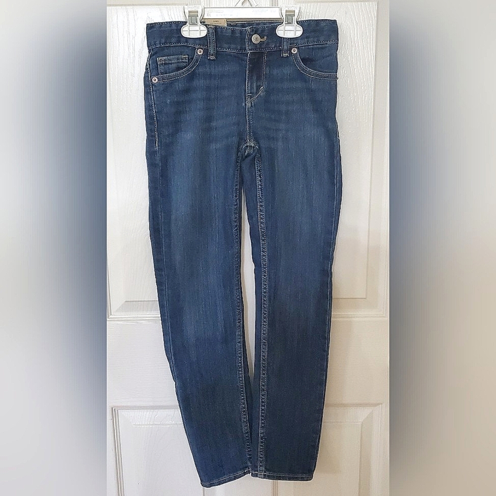 NWT New Levi's Blue Denim Boyfriend Jeans Girls Size 8 Regular Tapered Leg